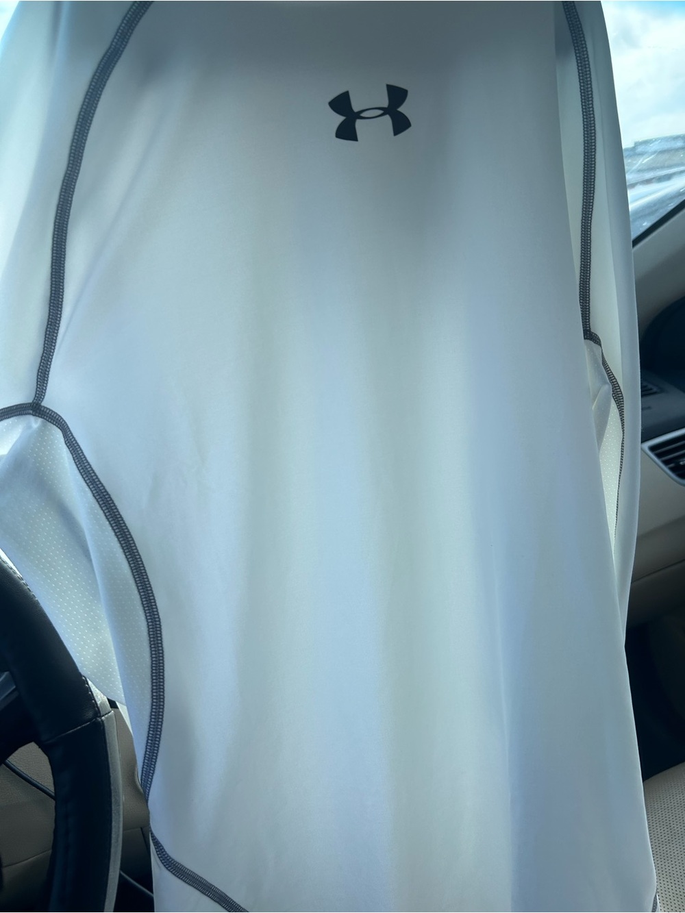 Under Armour White Long Sleeve Performance Top with Black Logo
